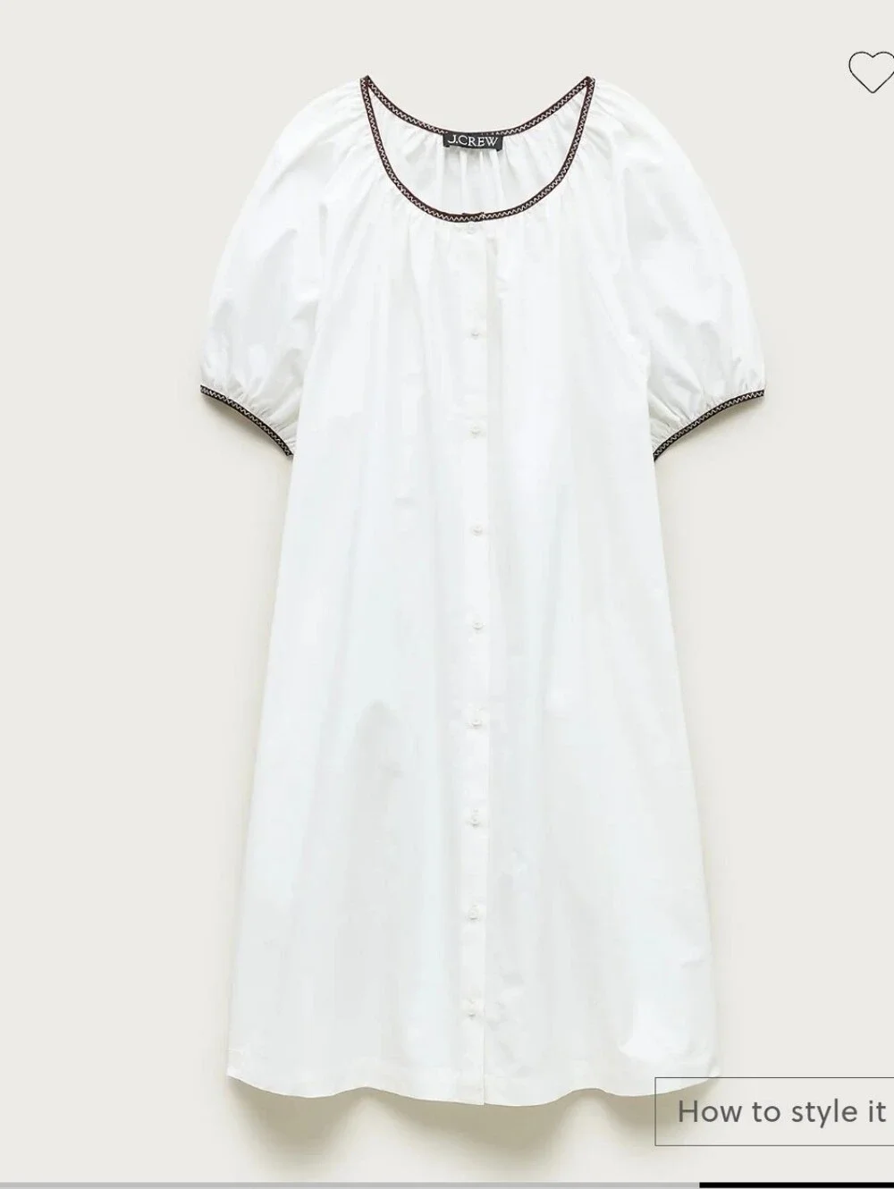 Puff Sleeve Popover Dress Cotton Poplin Tall Small